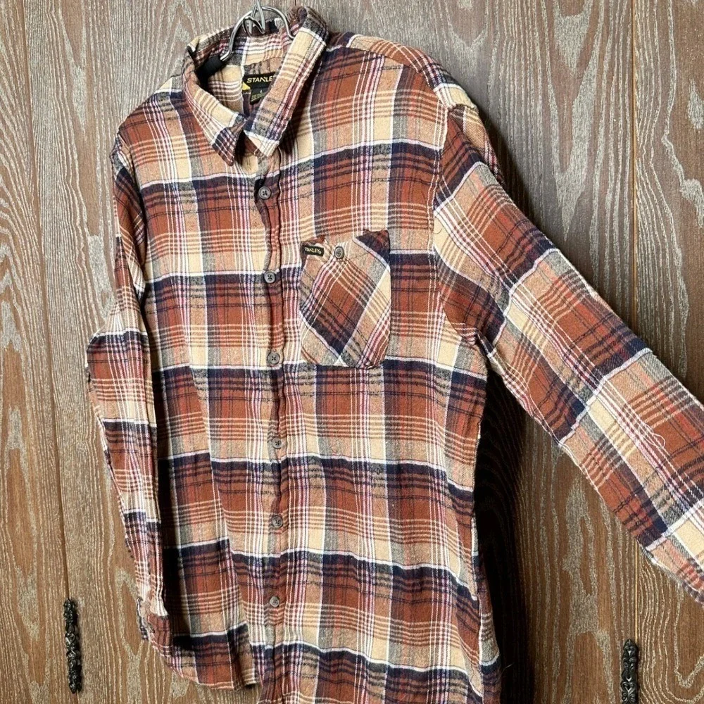 Stanley Workwear Plaid Button Down Flannel Shirt Mens Large Cotton Blend Casual - Picture 7 of 8